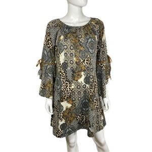 Lady’s World Medallion & Animal Print Angel Sleeve Dress/Tunic